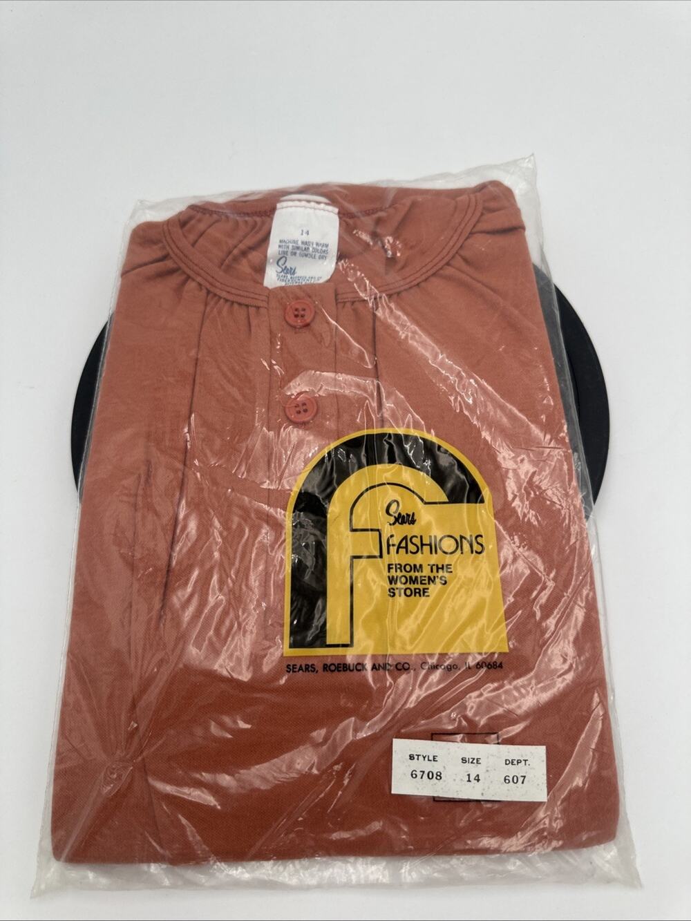 Vintage Sears Burnt Orange Womens Shirt Blouse Size 14 NWT